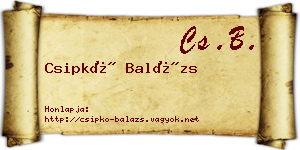 Csipkó Balázs névjegykártya
